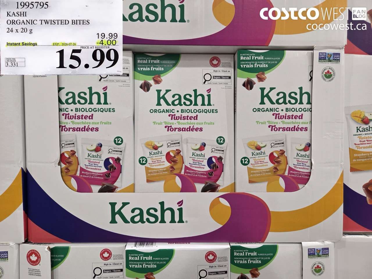 KASHI ORGANIC TWISTED BITES 24 X 20 G