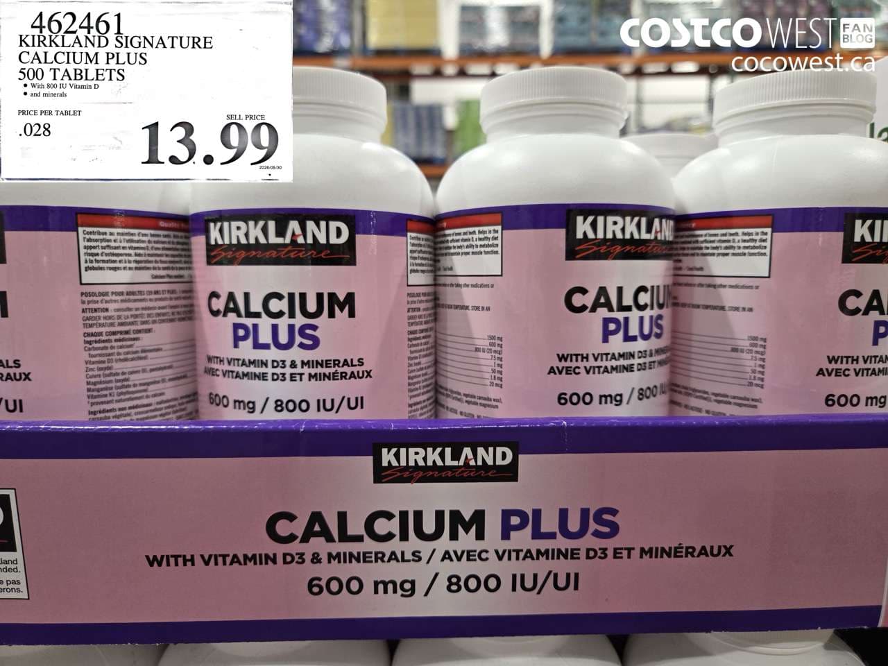 KIRKLAND SIGNATURE CALCIUM PLUS 500 TABLETS
