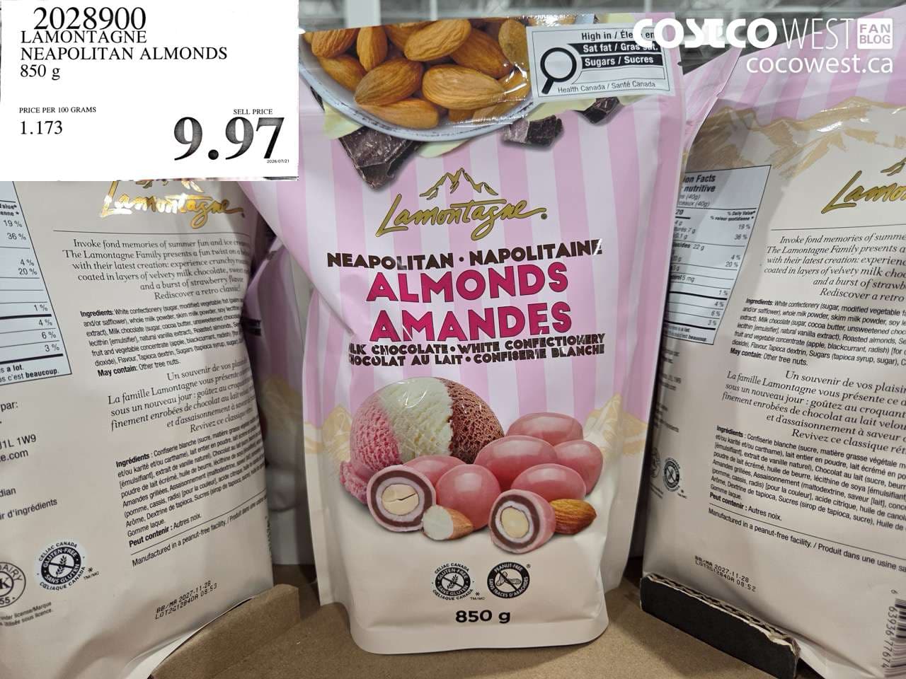 LAMONTAGNE NEAPOLITAN ALMONDS 850 G