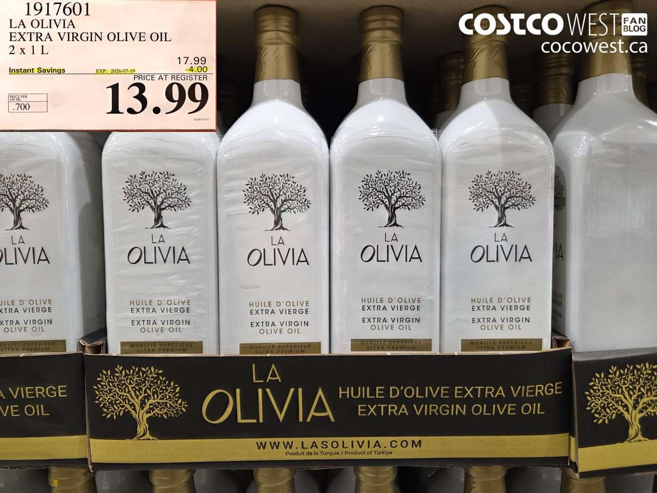 LA OLIVIA EXTRA VIRGIN OLIVE OIL 2 X 1 L