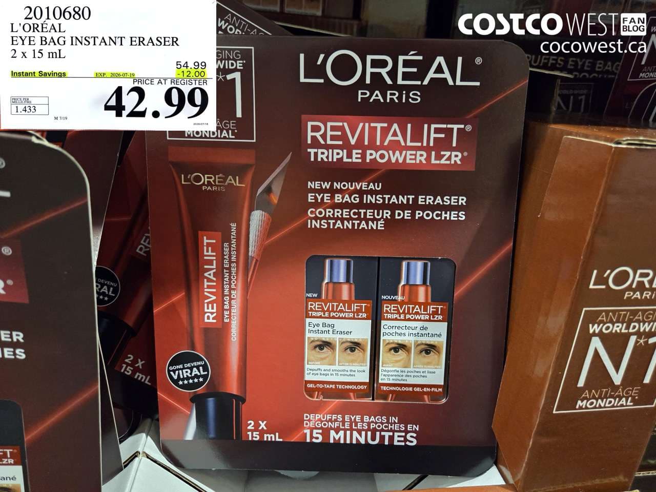 L’ORÉAL EYE BAG INSTANT ERASER 2 X 15 ML