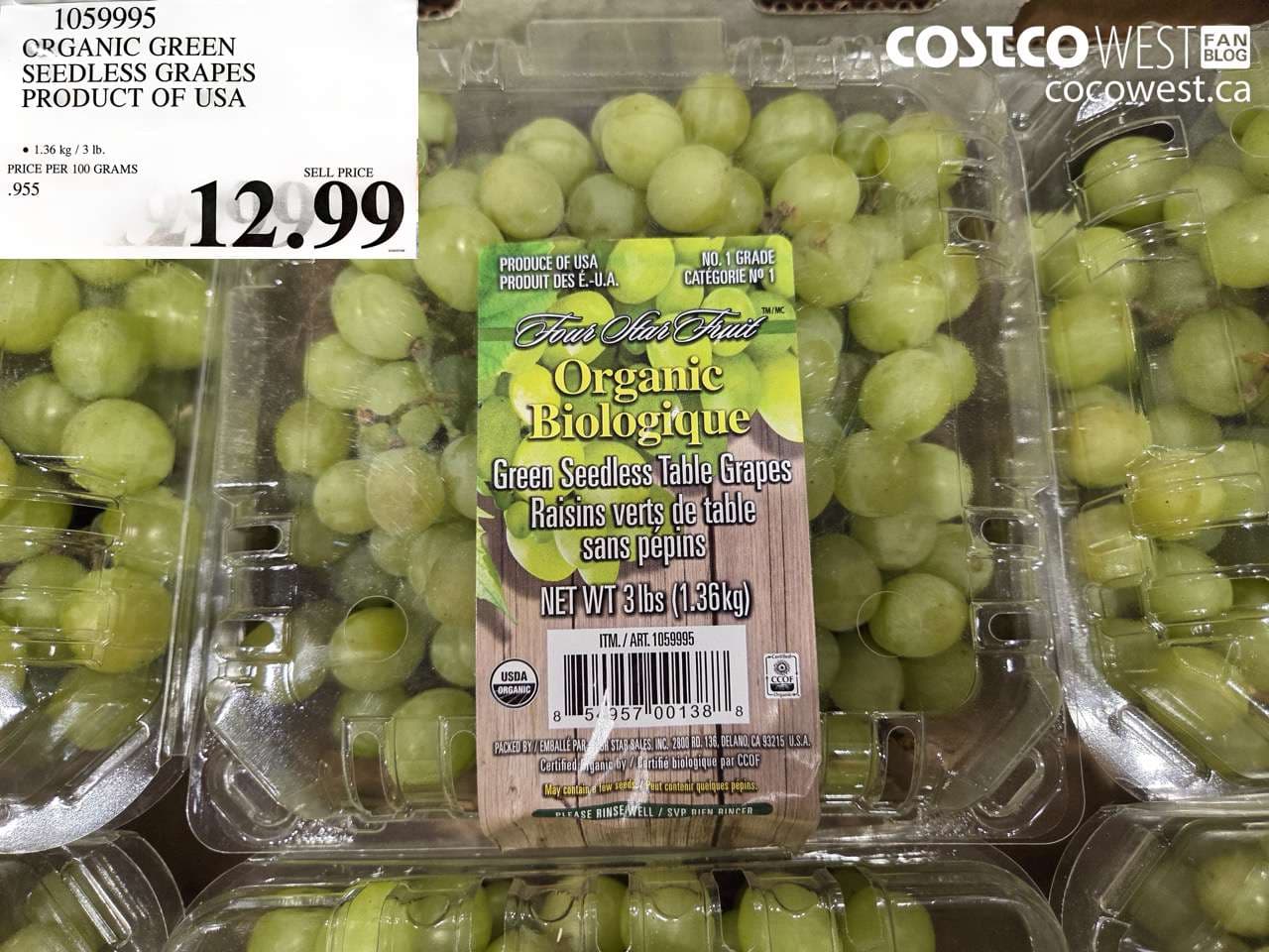 ORGANIC GREEN SEEDLESS GRAPES PRODUCT OF USA