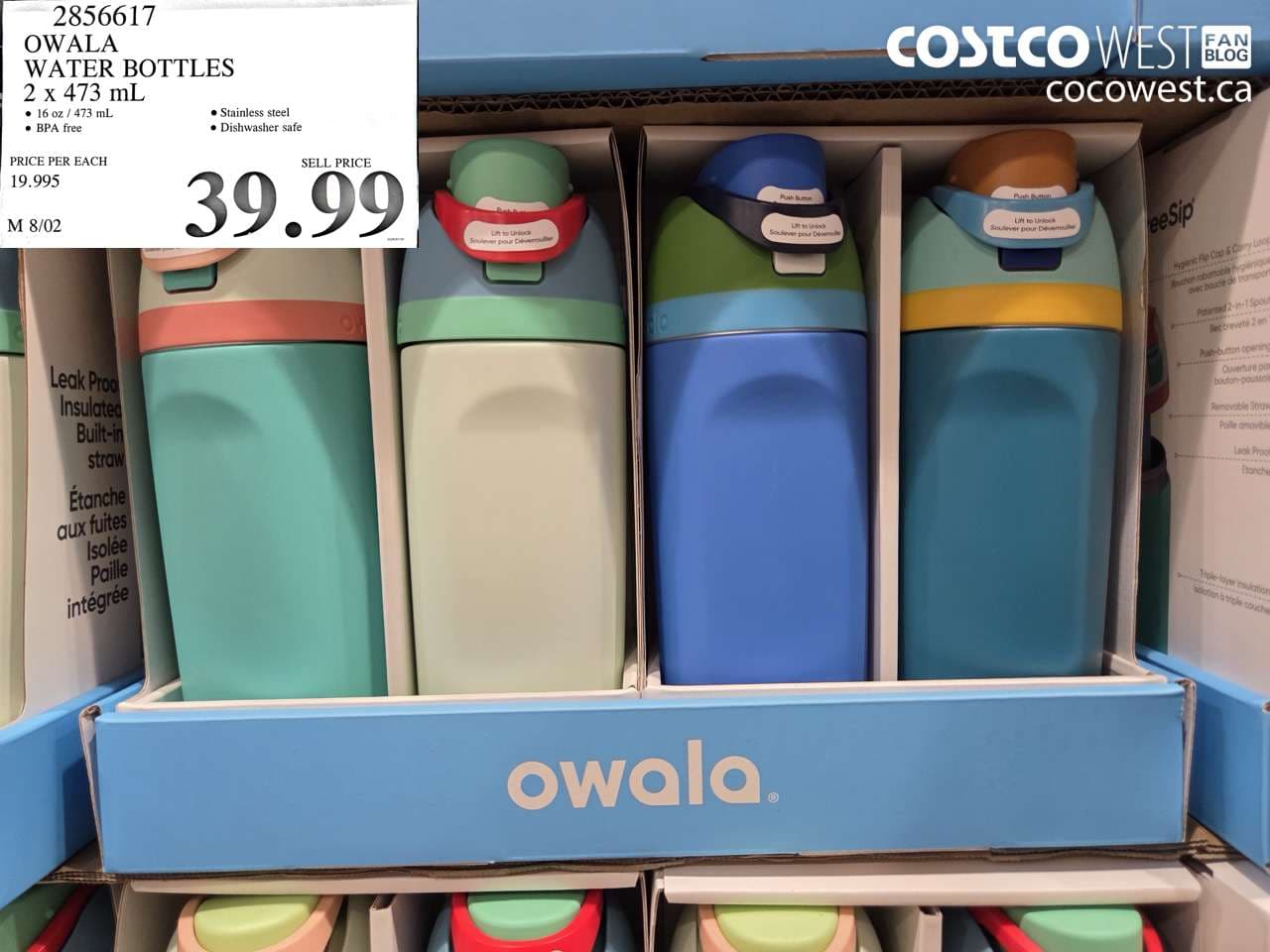 OWALA WATER BOTTLES 2 X 473 ML