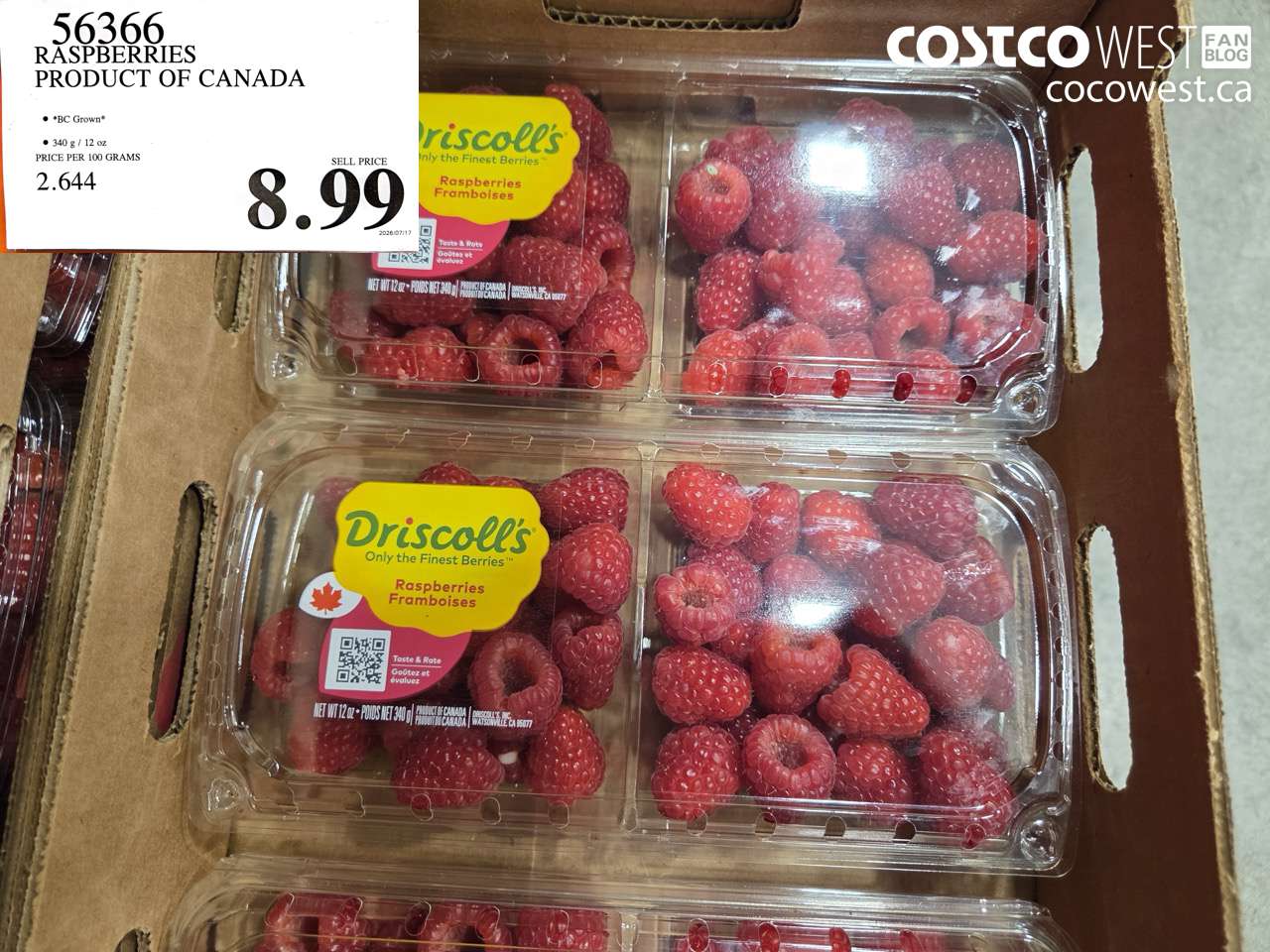 RASPBERRIES PRODUCT OF CANADA 340 G / 12 OZ