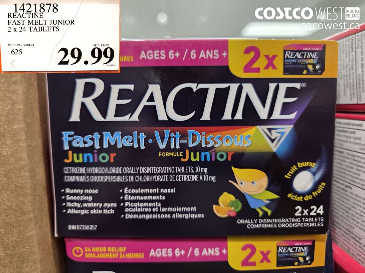 REACTINE FAST MELT JUNIOR 2 X 24 TABLETS