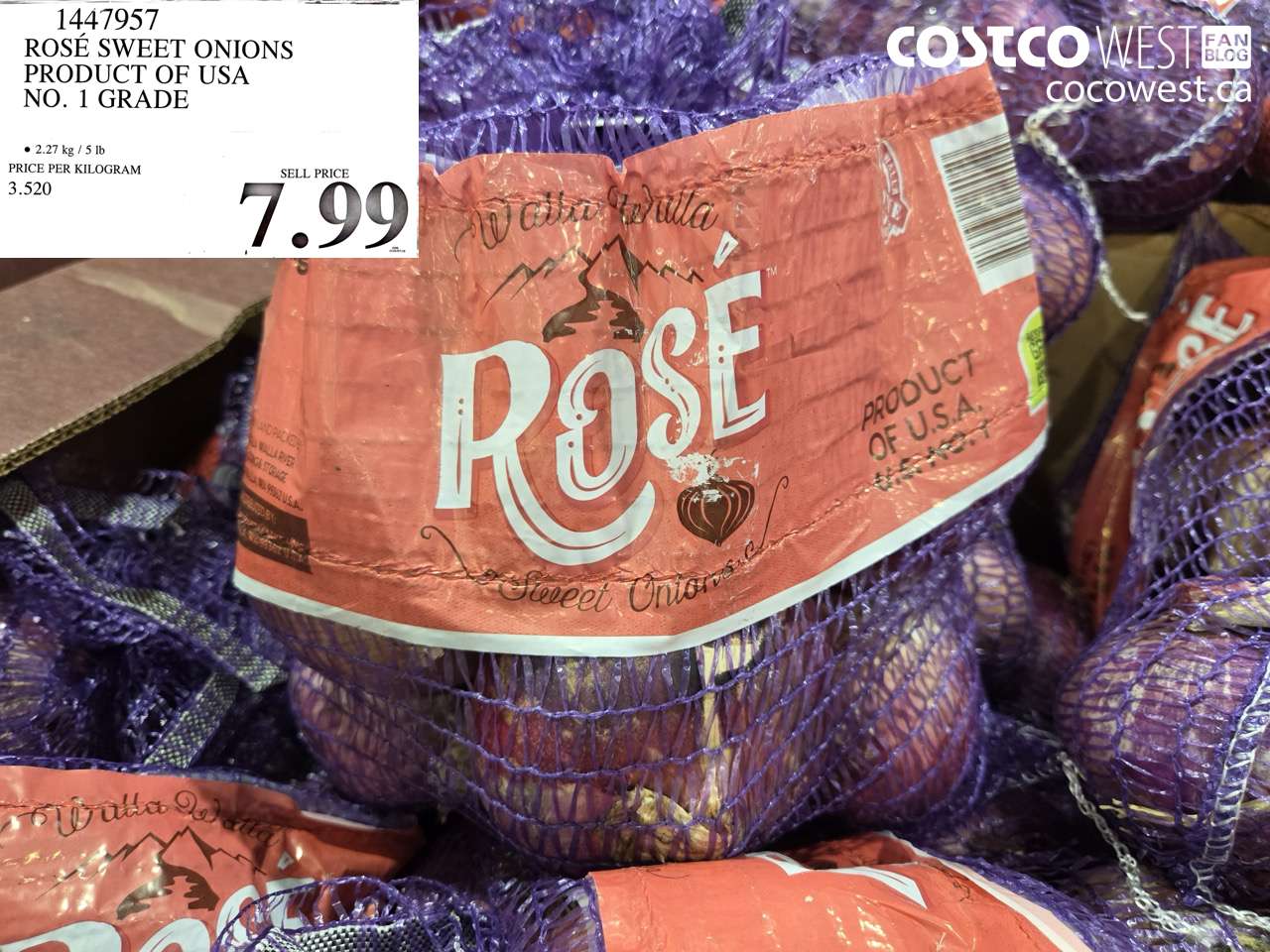 ROSÉ SWEET ONIONS PRODUCT OF USA NO. 1 GRADE