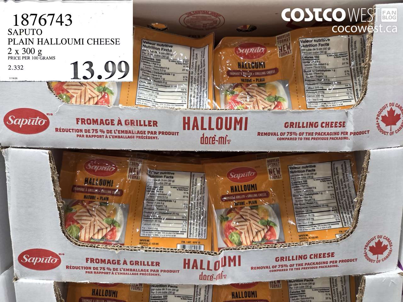 SAPUTO PLAIN HALLOUMI CHEESE 2 X 300 G