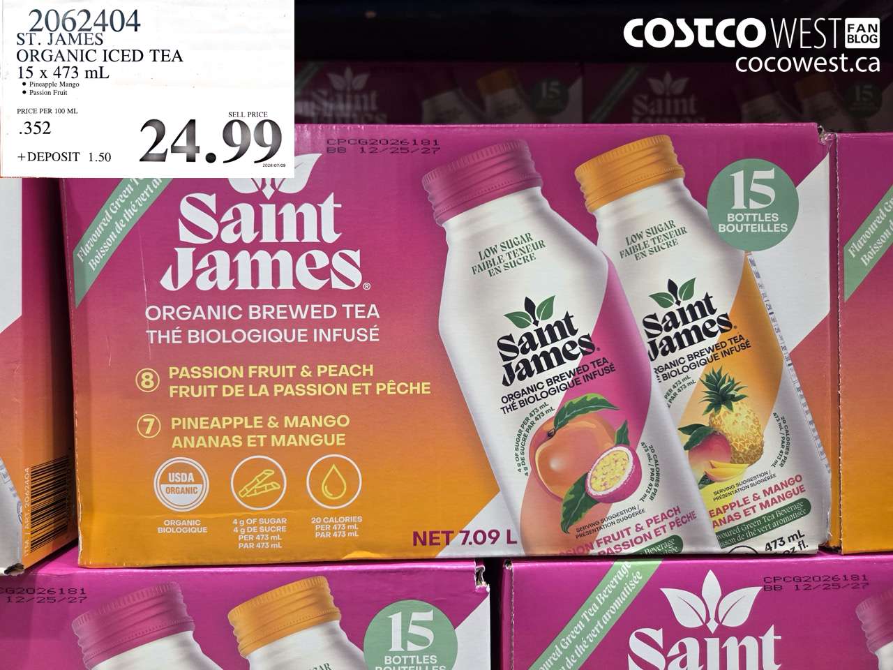 ST. JAMES ORGANIC ICED TEA 15 X 473 ML
