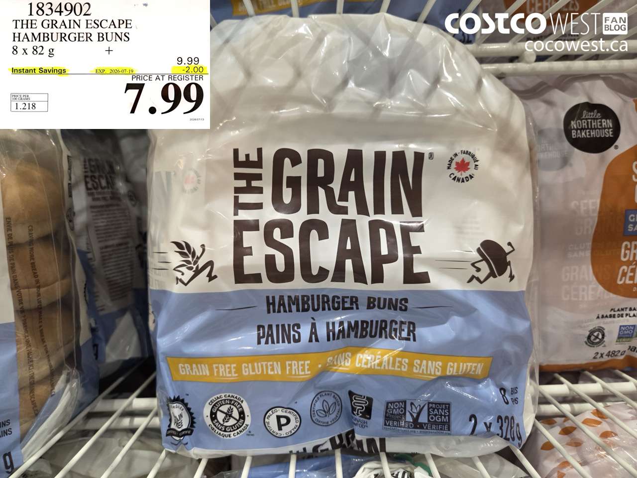 THE GRAIN ESCAPE HAMBURGER BUNS 8 X 82 G