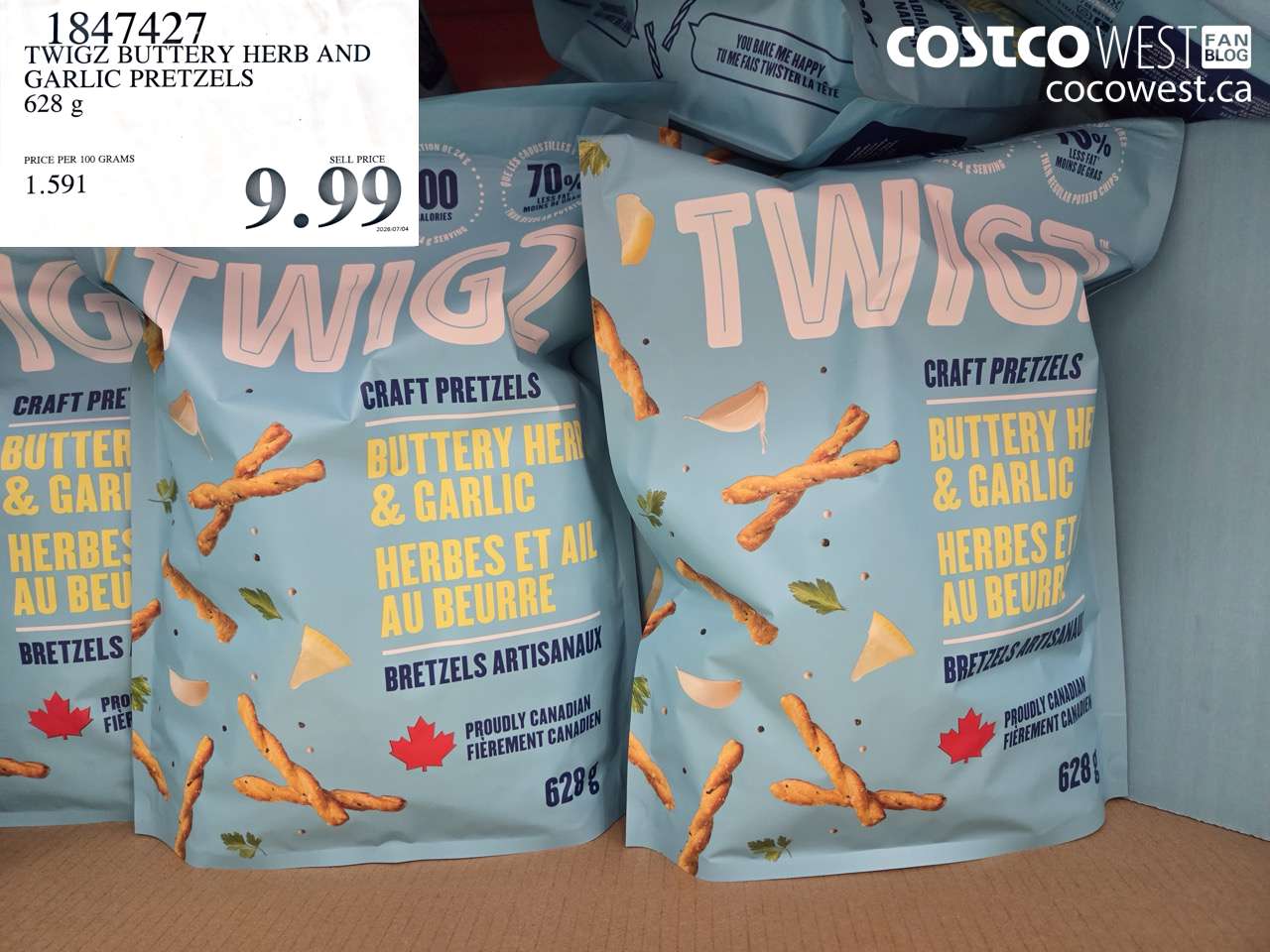 TWIGZ BUTTERY HERB AND GARLIC PRETZELS 628 G