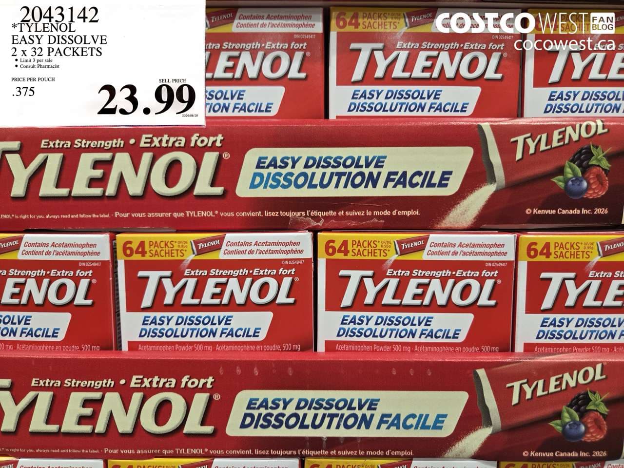 TYLENOL EASY DISSOLVE 2 X 32 PACKETS