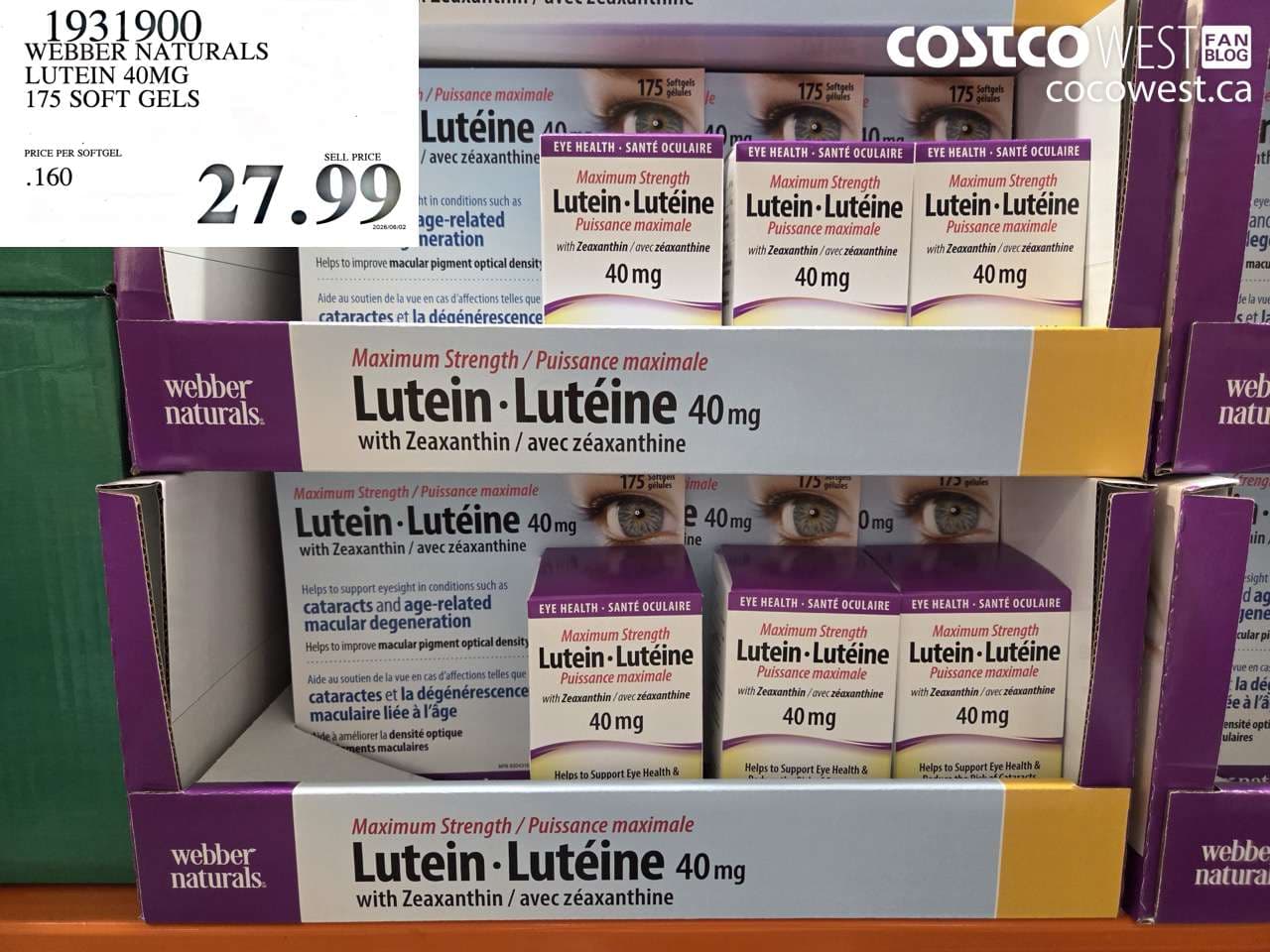 WEBBER NATURALS LUTEIN 40MG 175 SOFT GELS