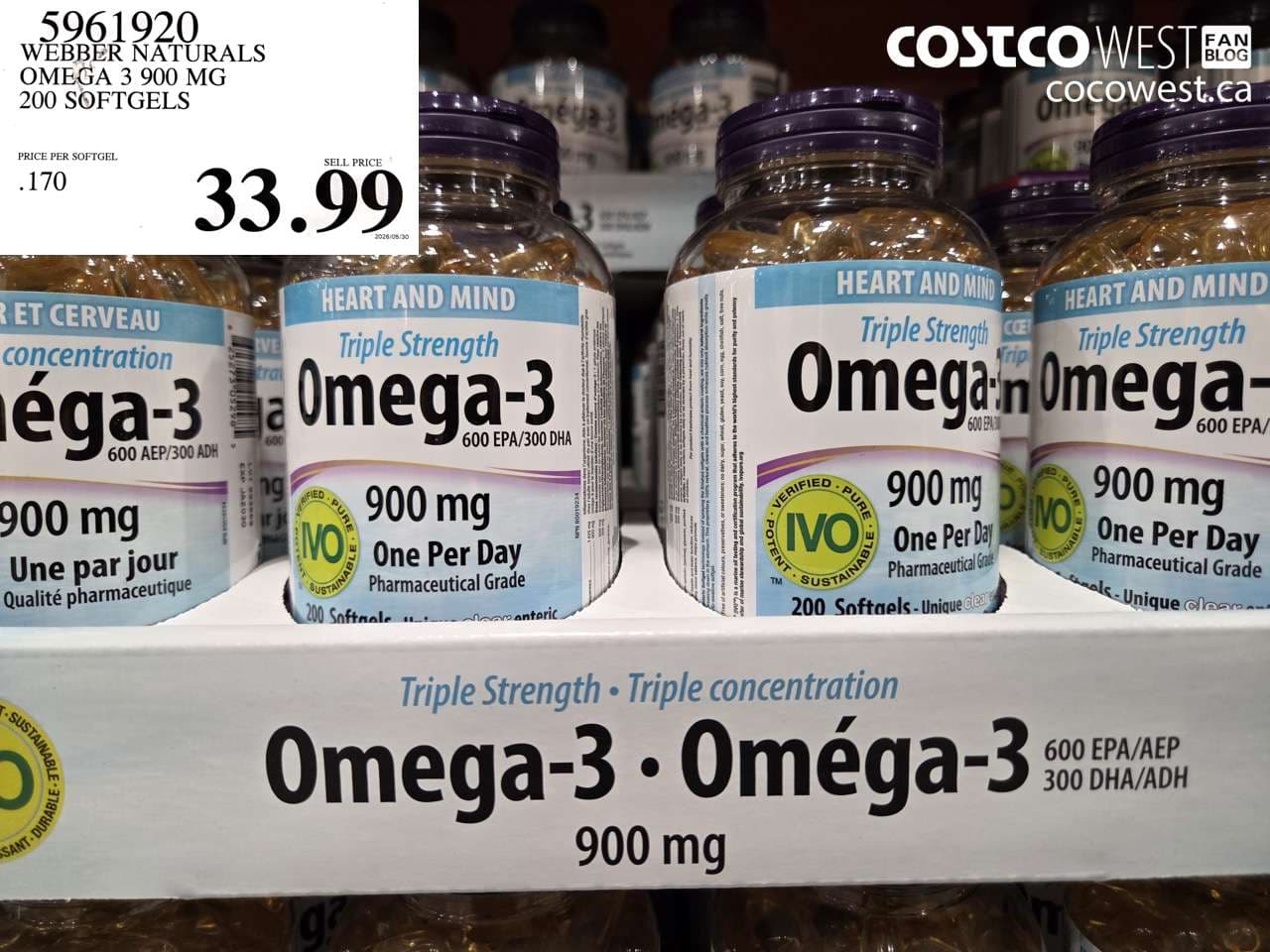 WEBBER NATURALS OMEGA 3 900 MG 200 SOFTGELS