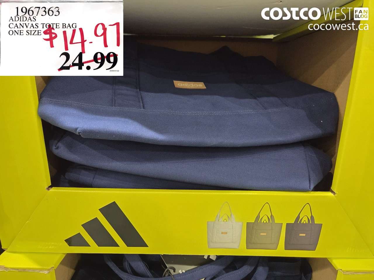 adidas canvas tote bag one size