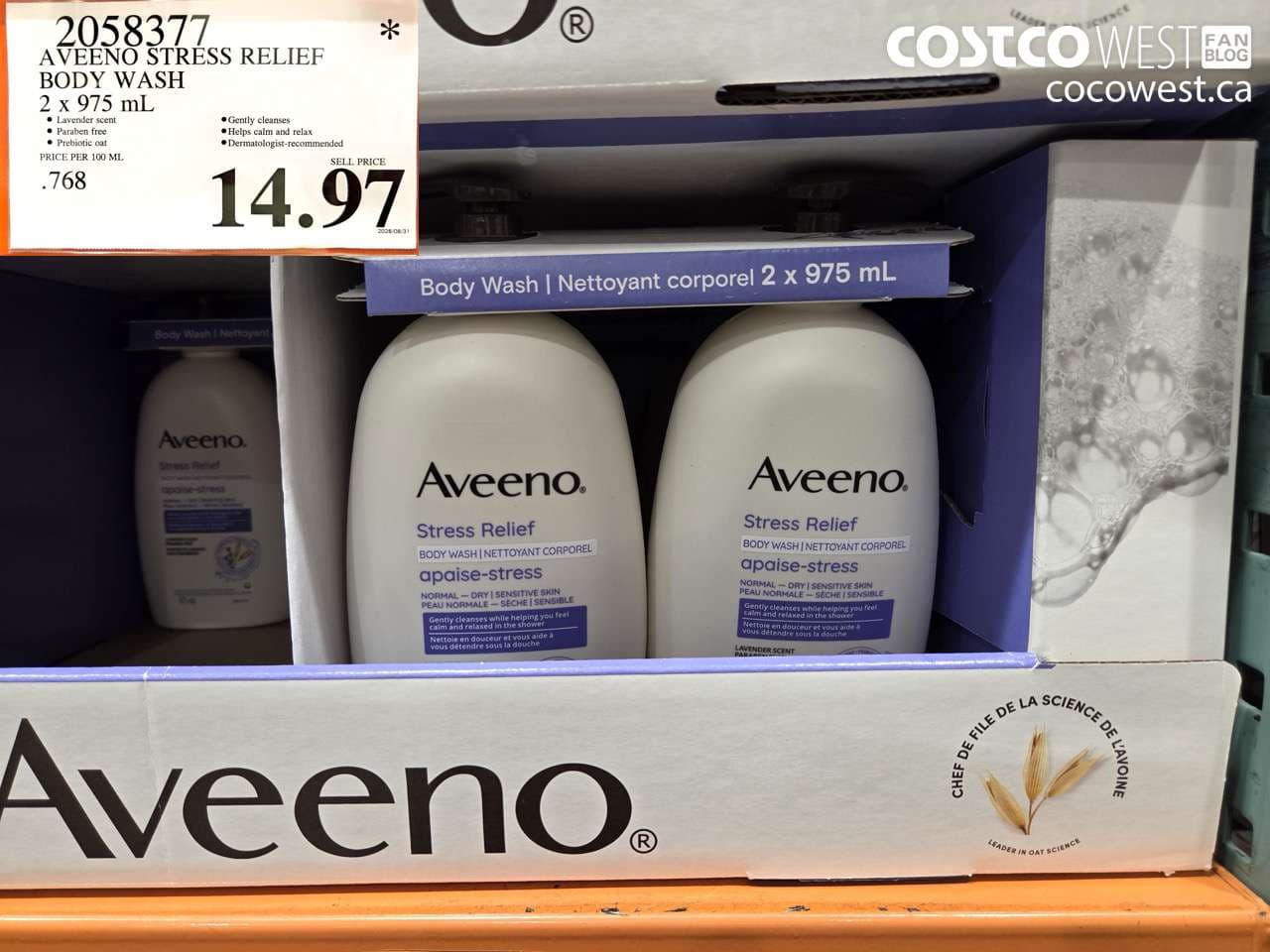 aveeno stress relief body wash 2 x 975 ml