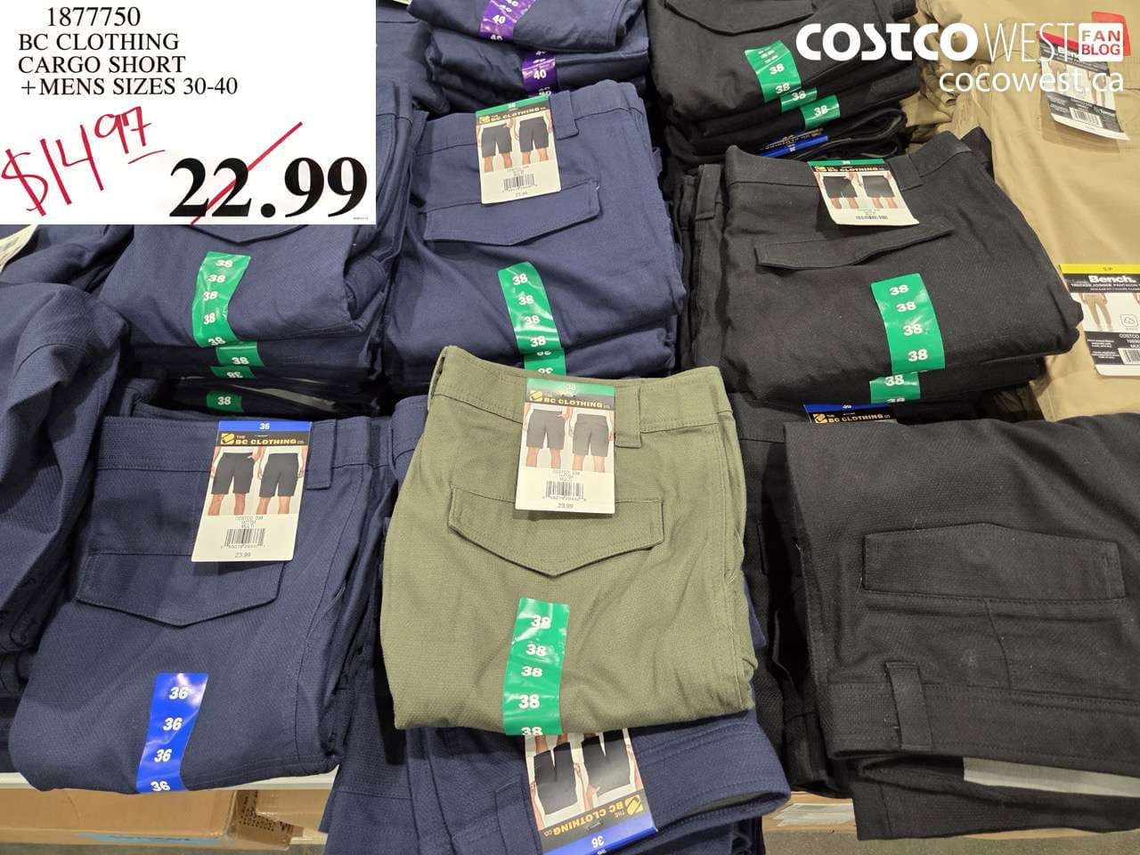 bc clothing cargo short mens sizes 3040