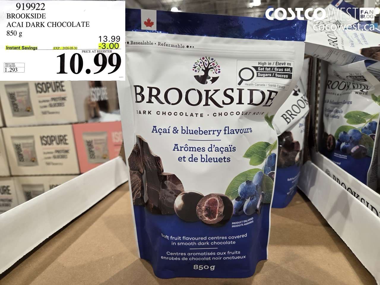 brookside acai dark chocolate 850 g