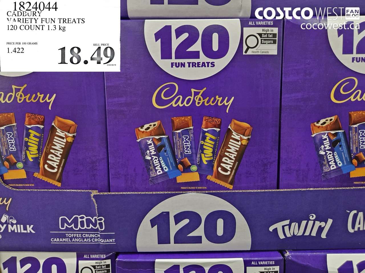 CADBURY VARIETY FUN TREATS 120 COUNT 1.3 KG