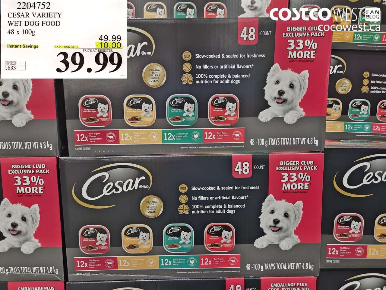CESAR VARIETY WET DOG FOOD 48 X 100G
