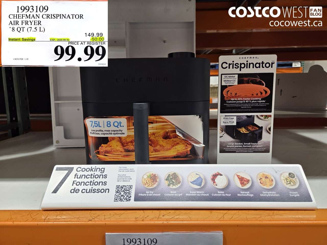 chefman crispinator air fryer 8 qt 75 l