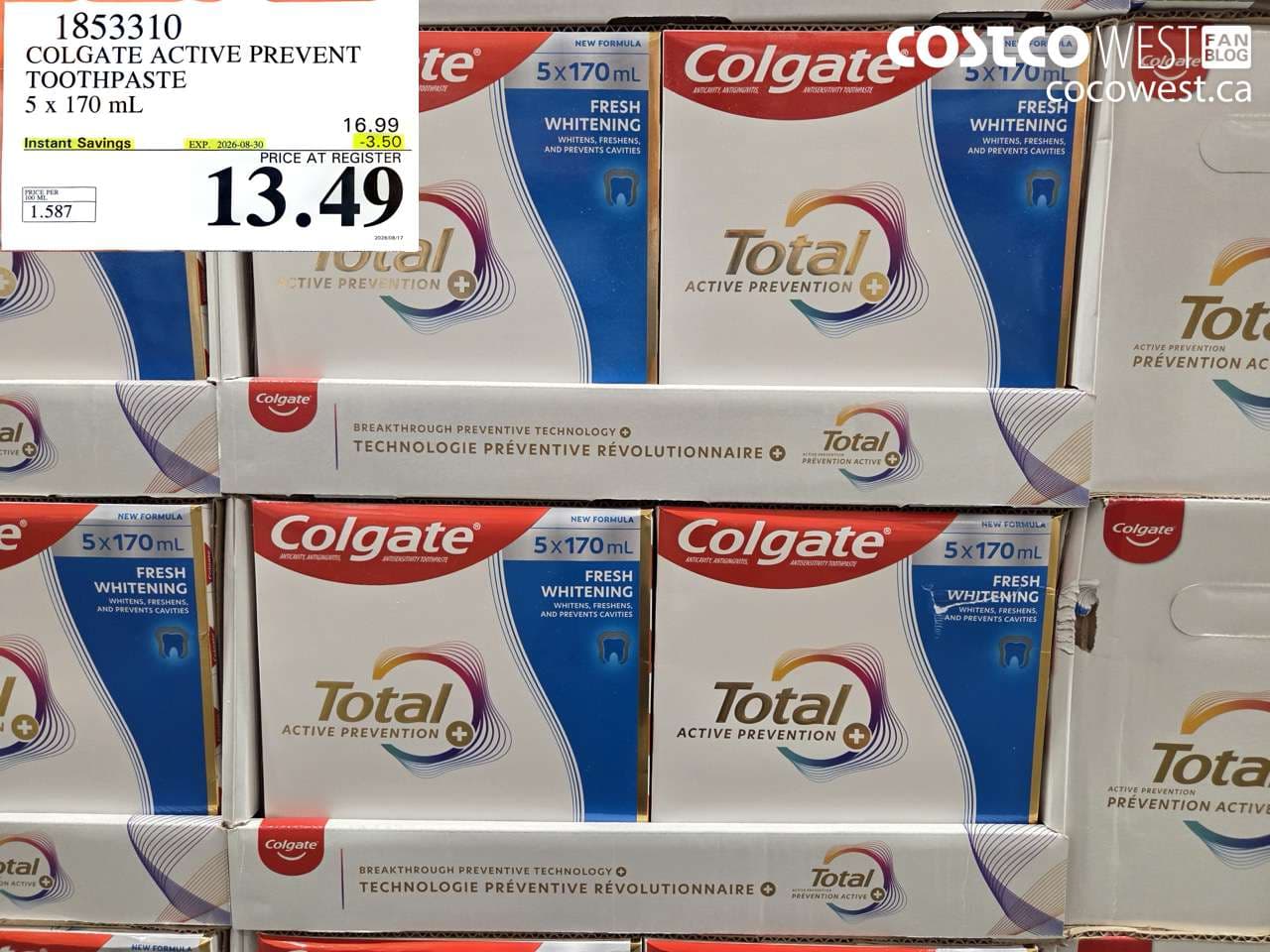 colgate active prevent toothpaste 5 x 170 ml