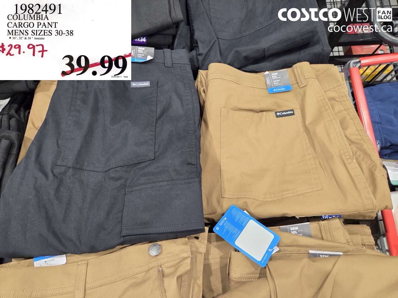 columbia cargo pant mens sizes 3038