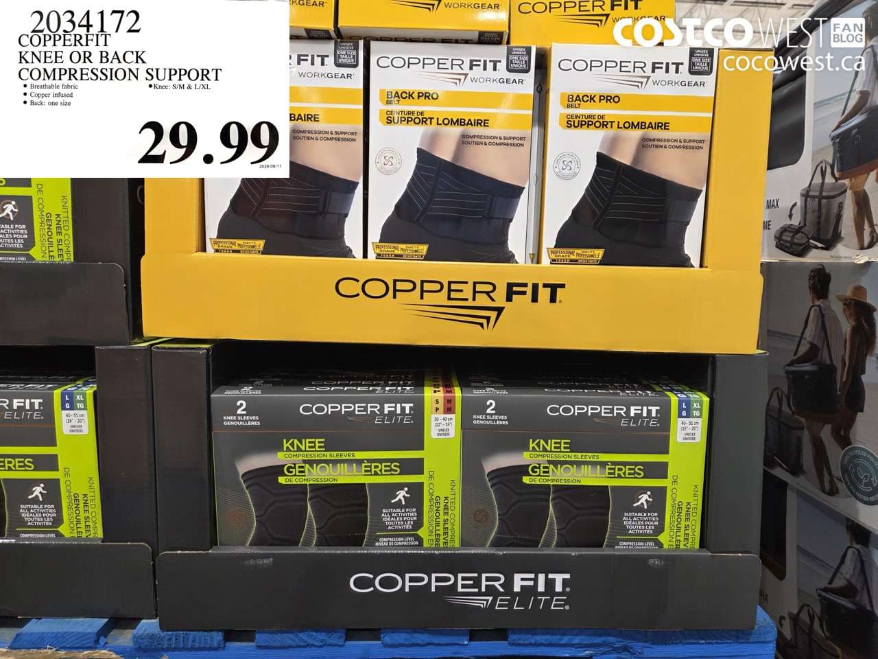 COPPERFIT KNEE OR BACK COMPRESSION SUPPORT