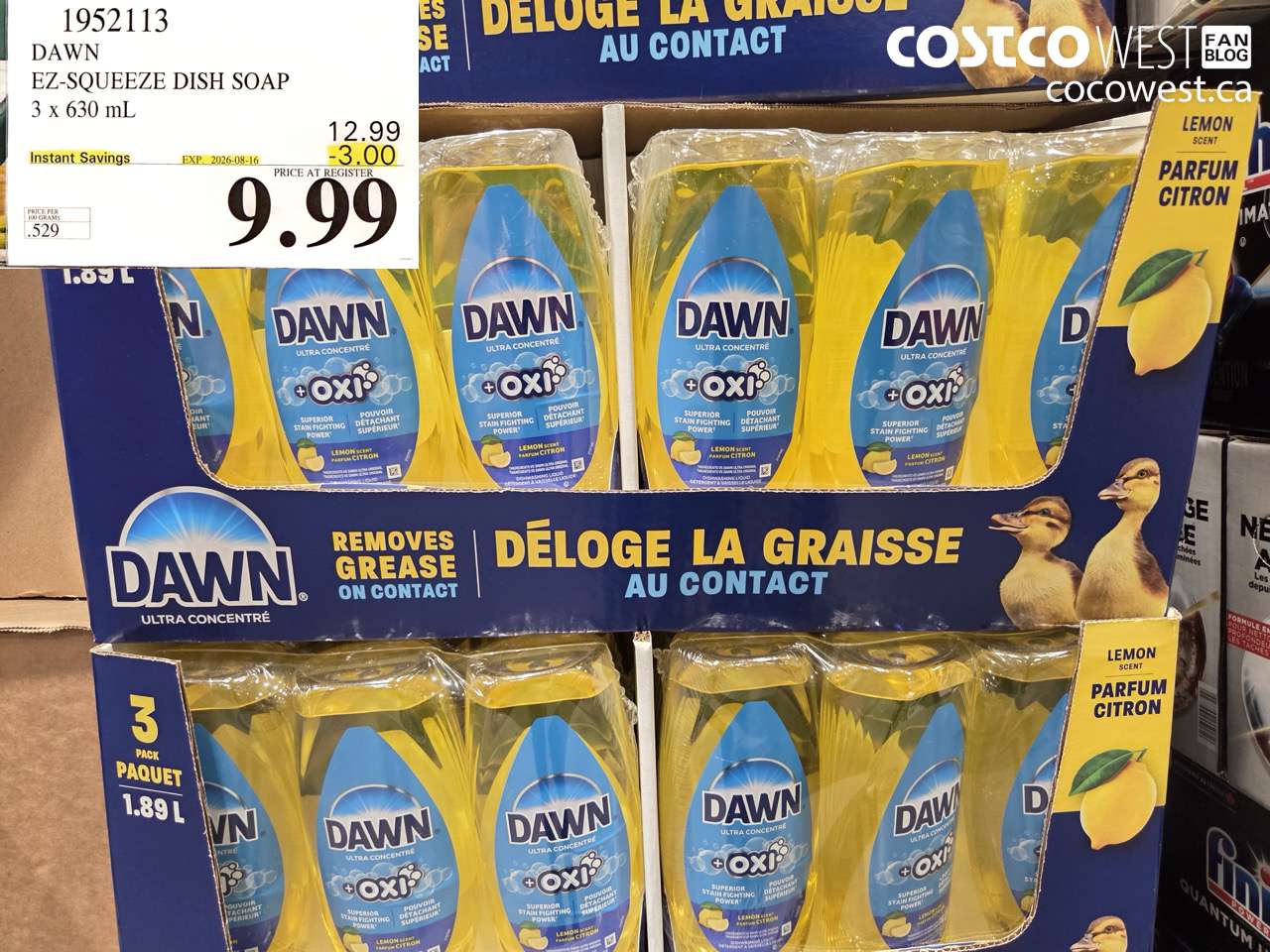 dawn ezsqueeze dish soap 3 x 630 ml