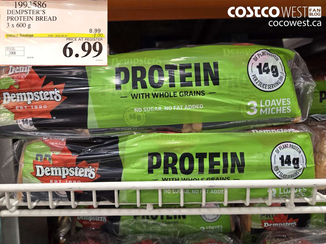 dempsters protein bread 3 x 600 g