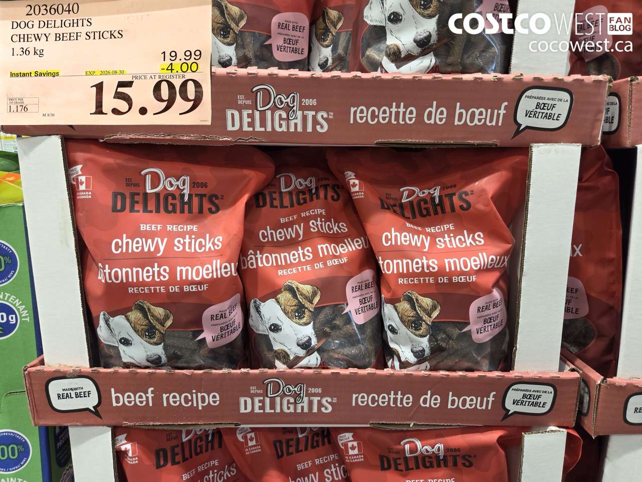 DOG DELIGHTS CHEWY BEEF STICKS 1.36 KG