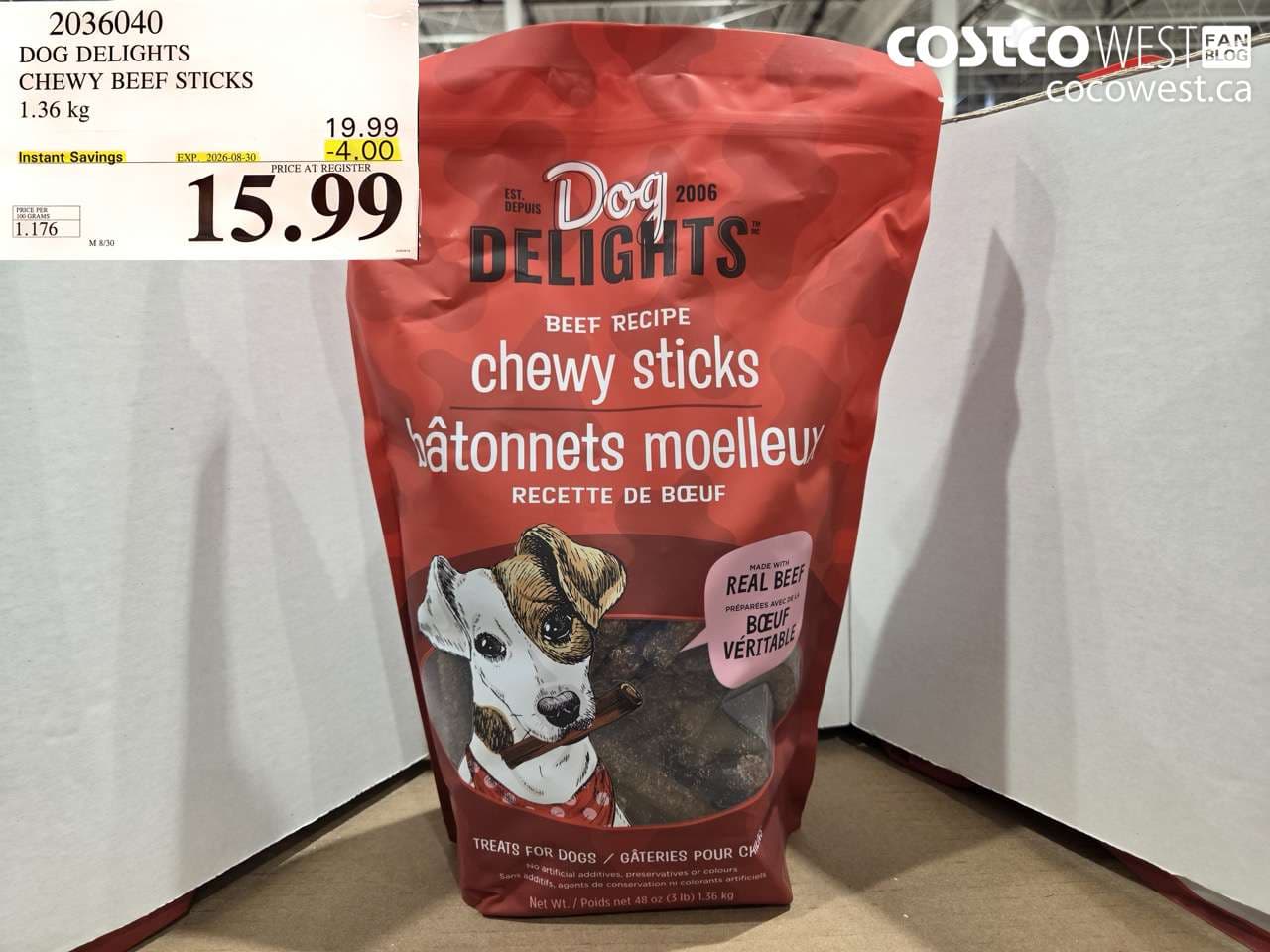 dog delights chewy beef sticks 136 kg