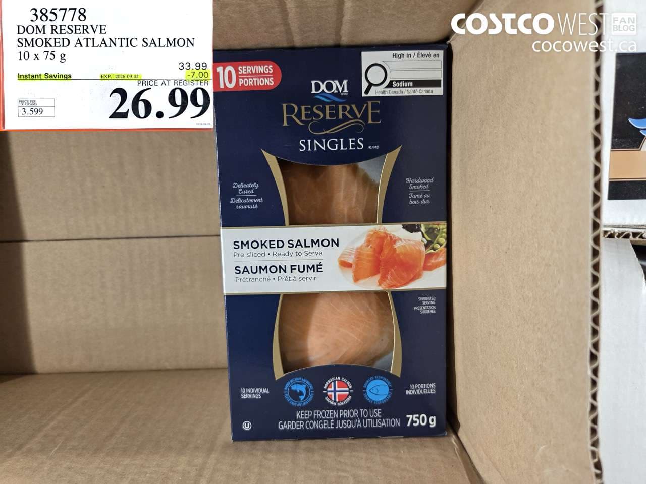 dom reserve smoked atlantic salmon 10 x 75 g