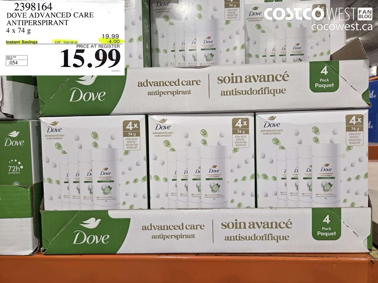 DOVE ADVANCED CARE ANTIPERSPIRANT 4 X 74 G