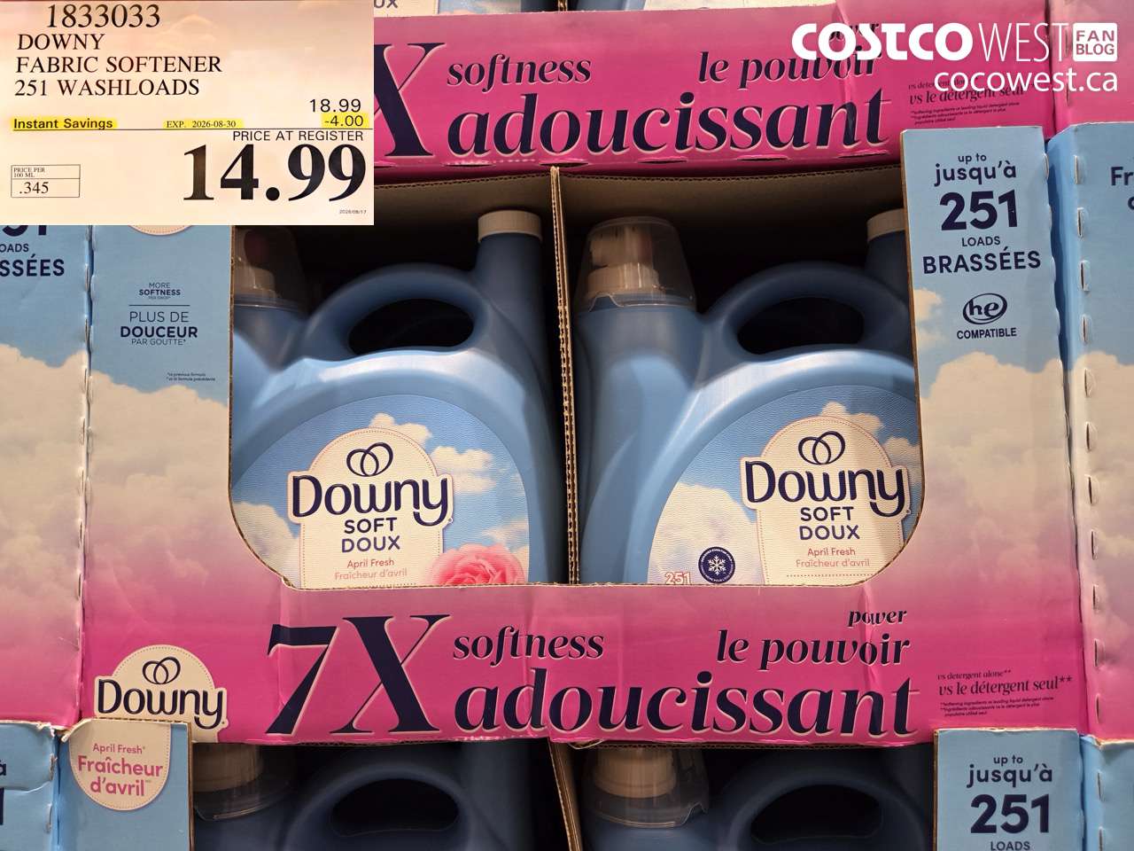 DOWNY FABRIC SOFTENER 251 WASHLOADS