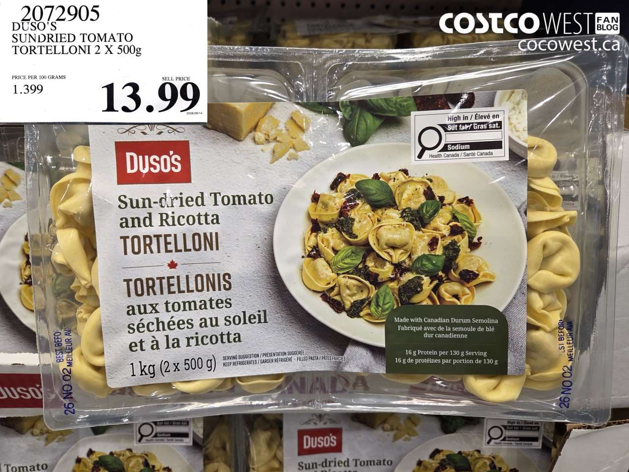 DUSO’S SUNDRIED TOMATO TORTELLONI 2 X 500G