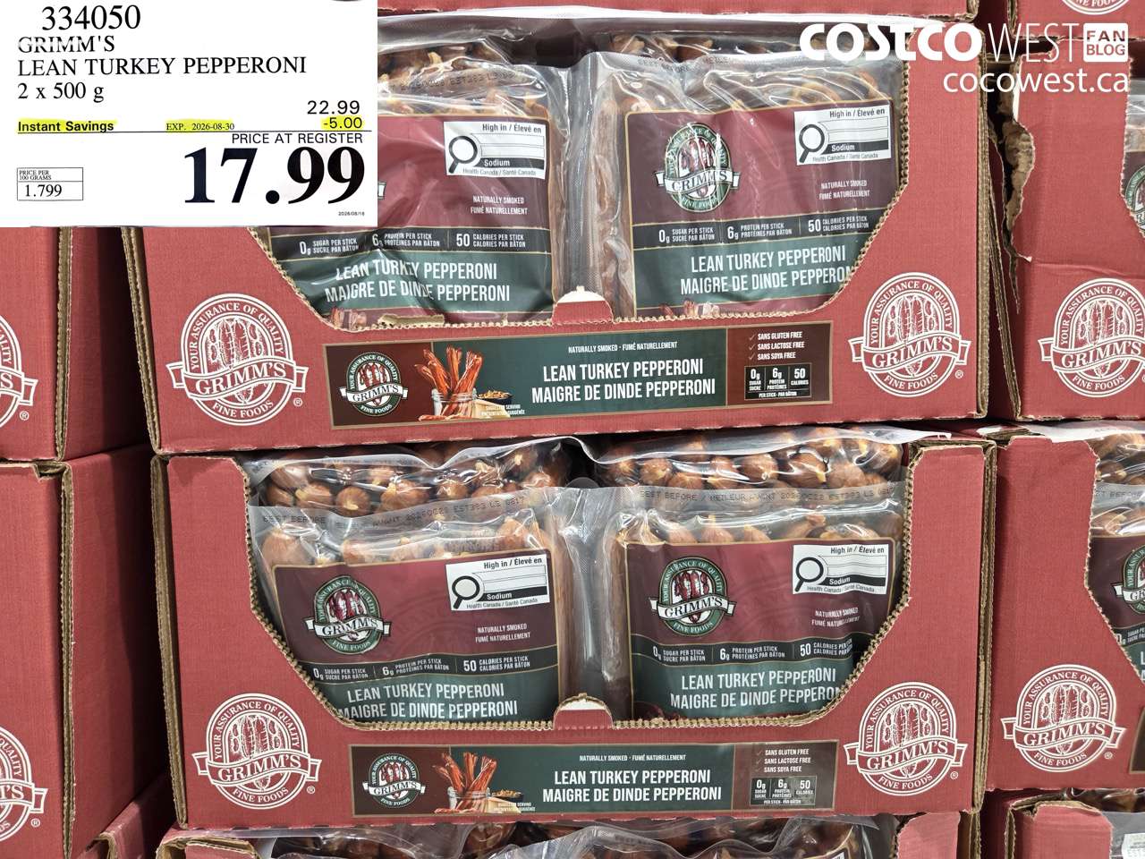 grimms lean turkey pepperoni 2 x 500 g