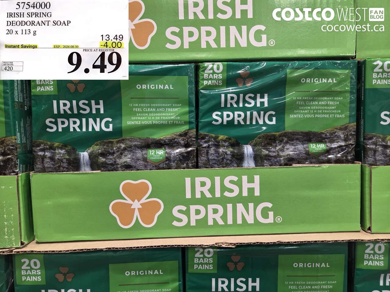 irish spring deodorant soap 20 x 113 g