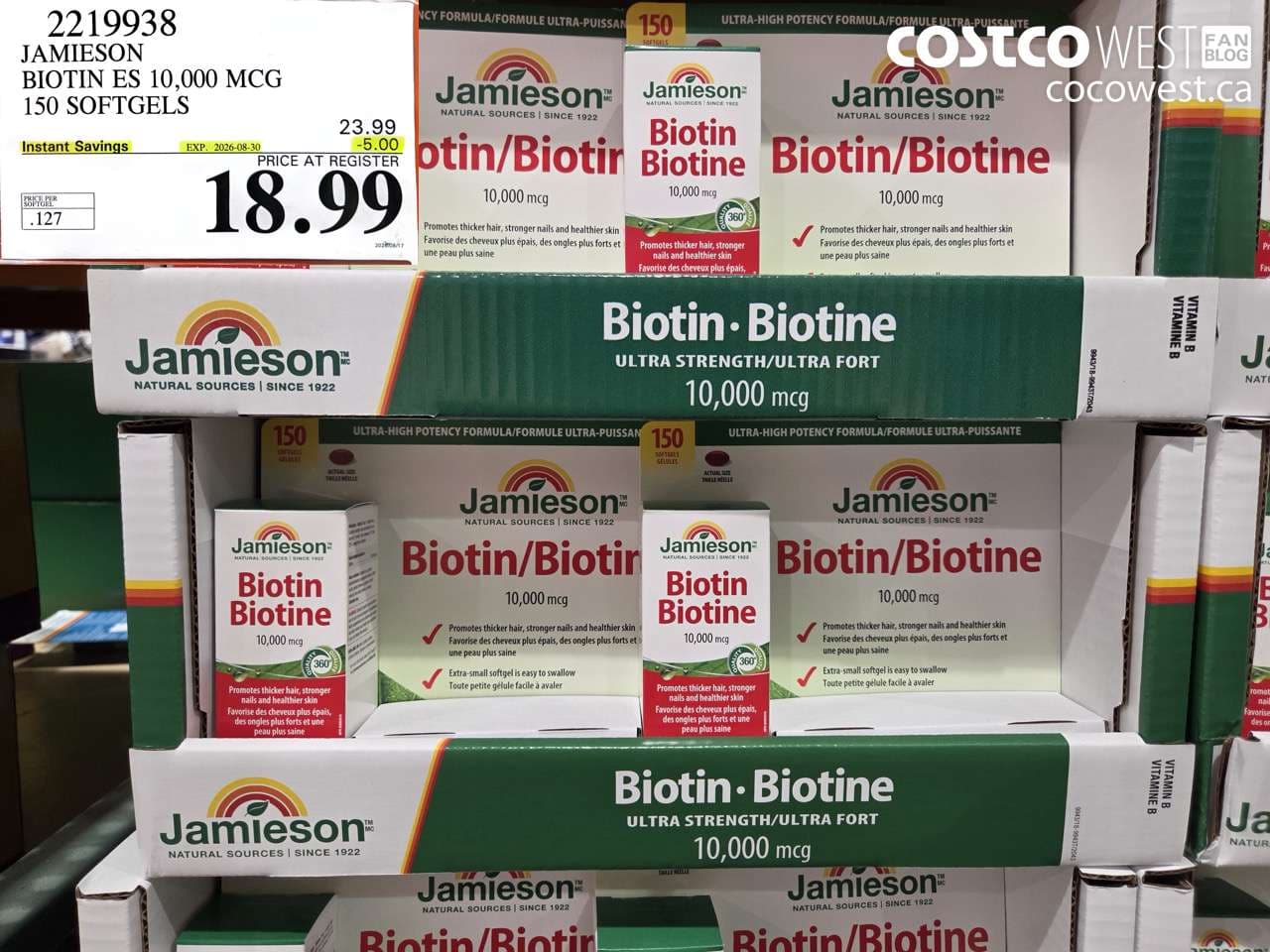jamieson biotin es 10000 mcg 150 softgels