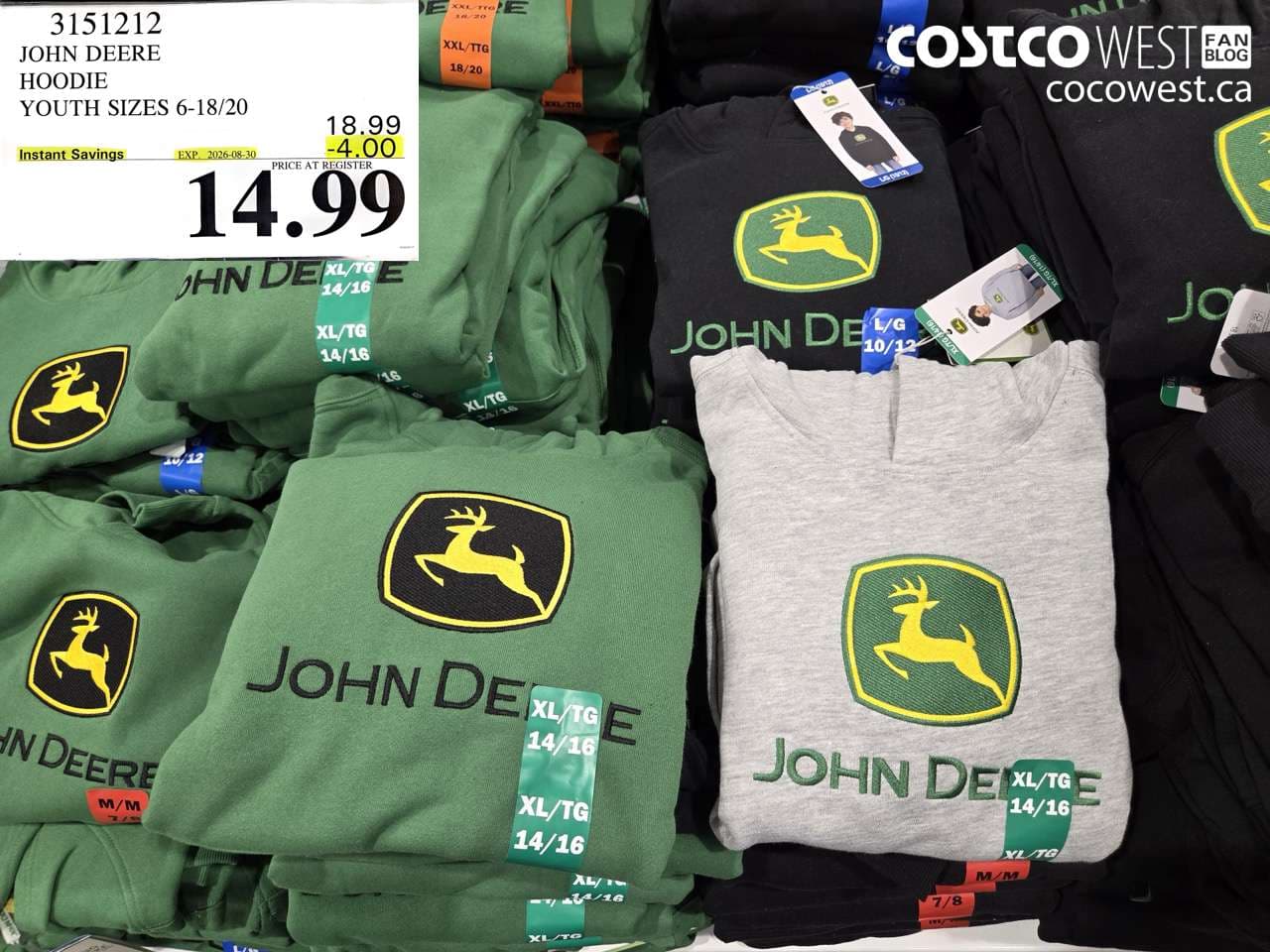 john deere hoodie youth sizes 61820