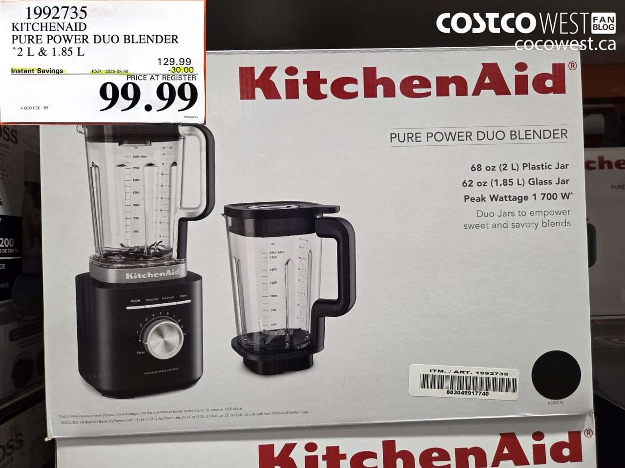 KITCHENAID PURE POWER DUO BLENDER 2 L & 1.85 L