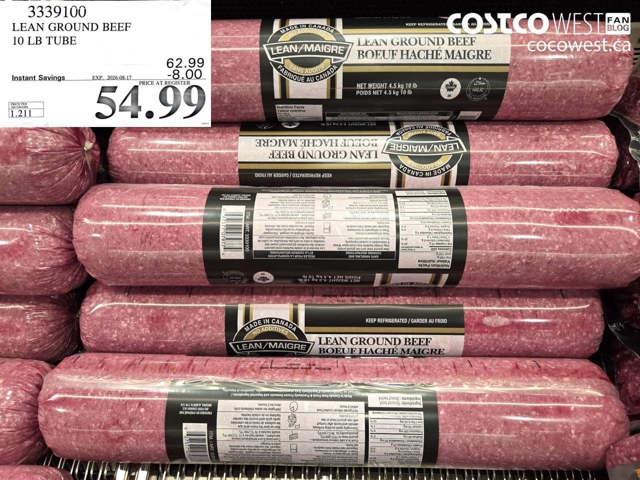 lean ground beef 10 lb tube