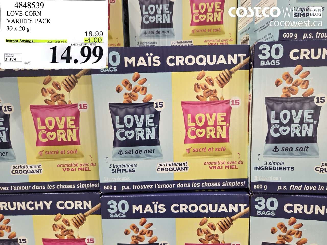 LOVE CORN VARIETY PACK 30 X 20 G