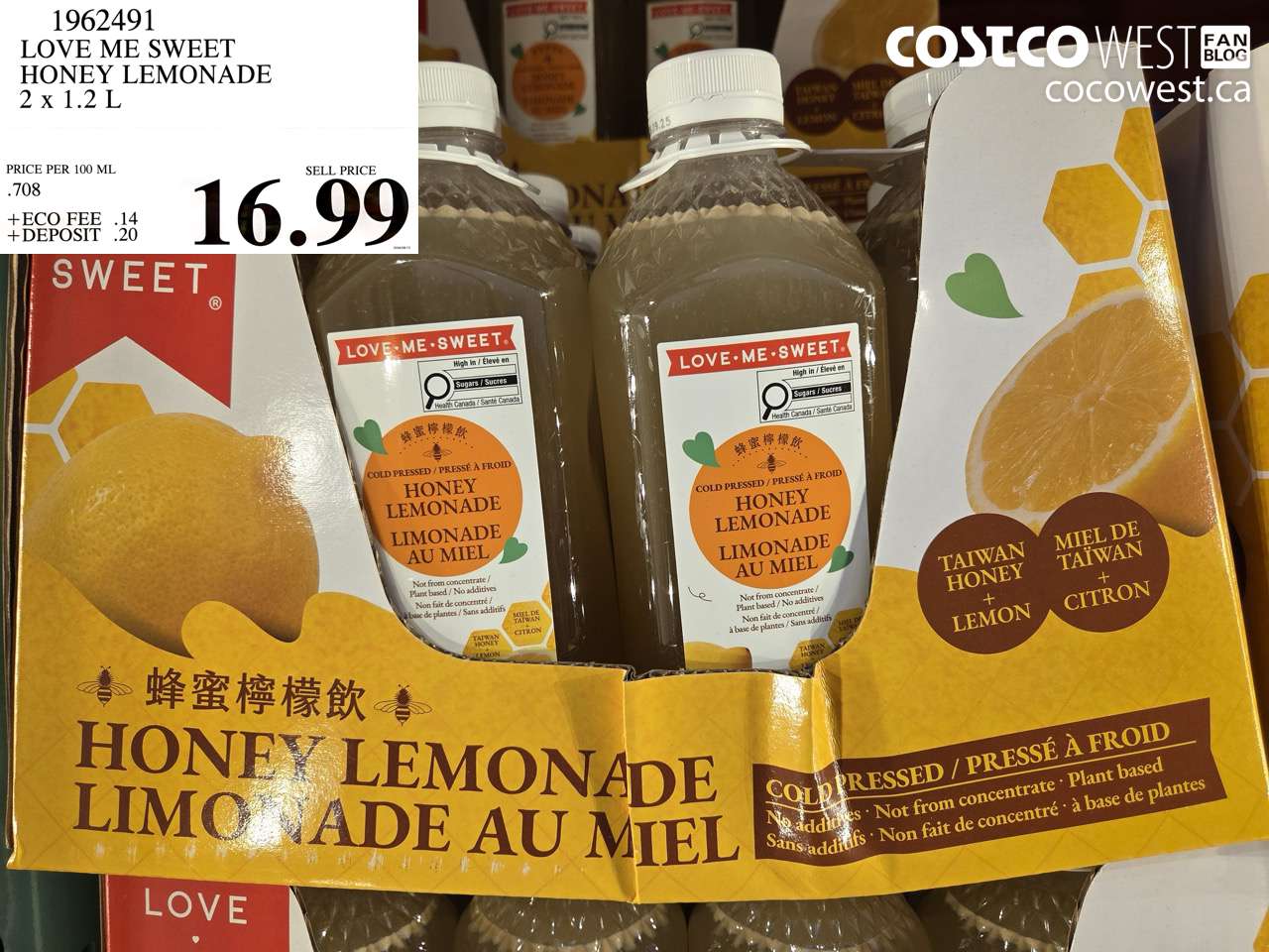 LOVE ME SWEET HONEY LEMONADE 2 X 1.2 L