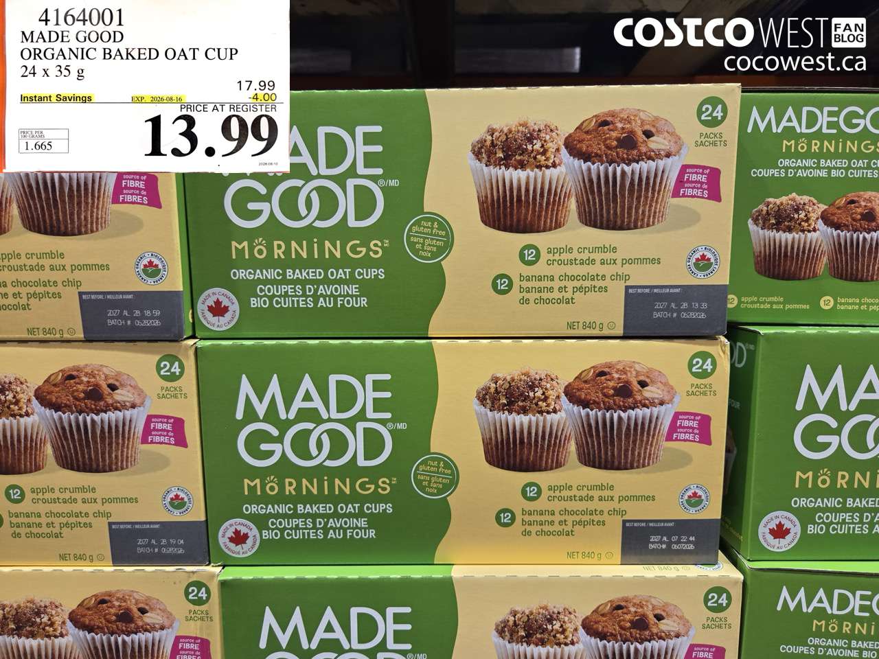 made good organic baked oat cup 24 x 35 g