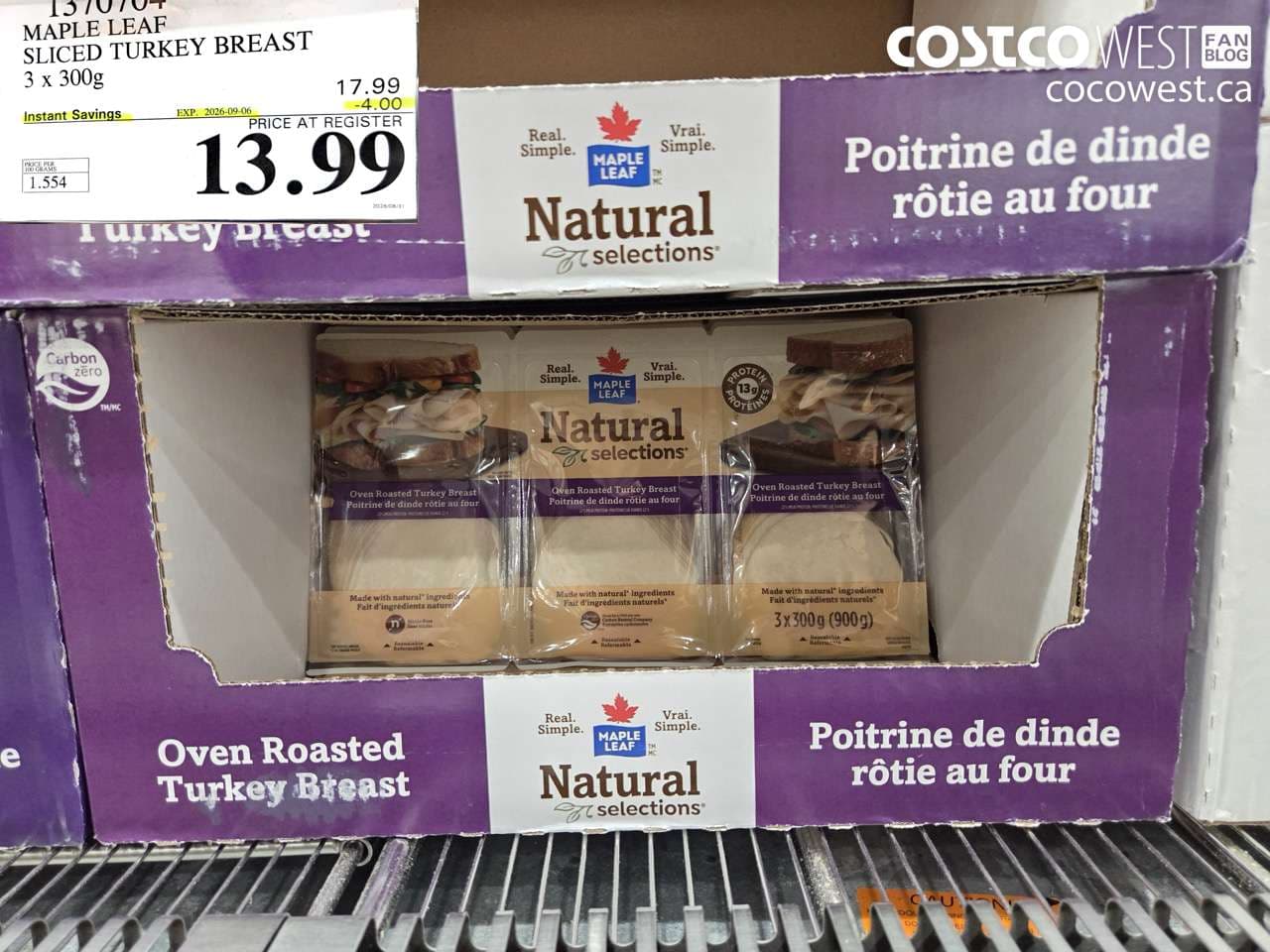 MAPLE LEAF SLICED TURKEY BREAST 3 X 300G