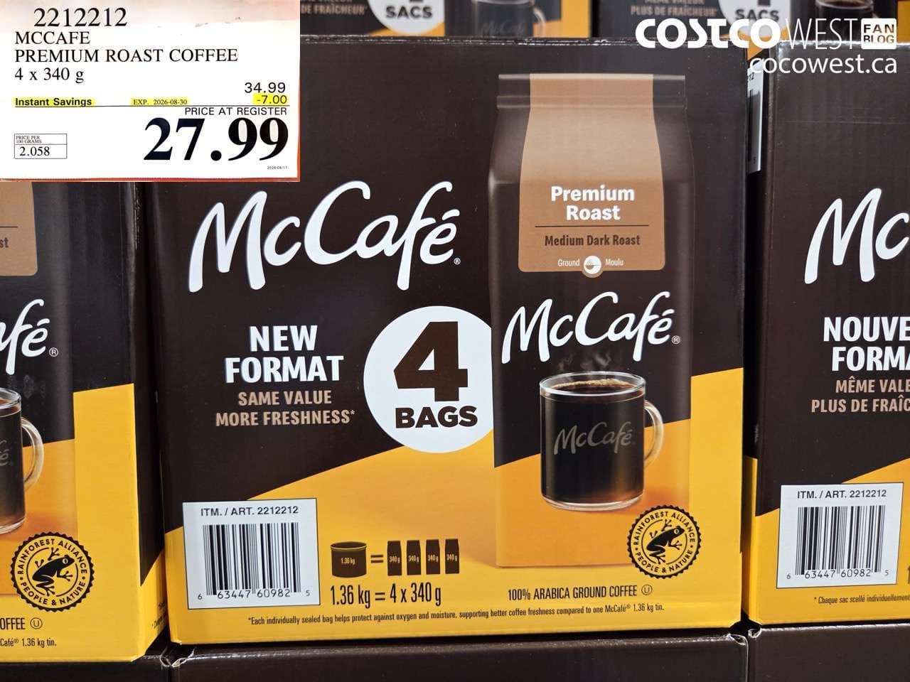 mccafe premium roast coffee 4 x 340 g