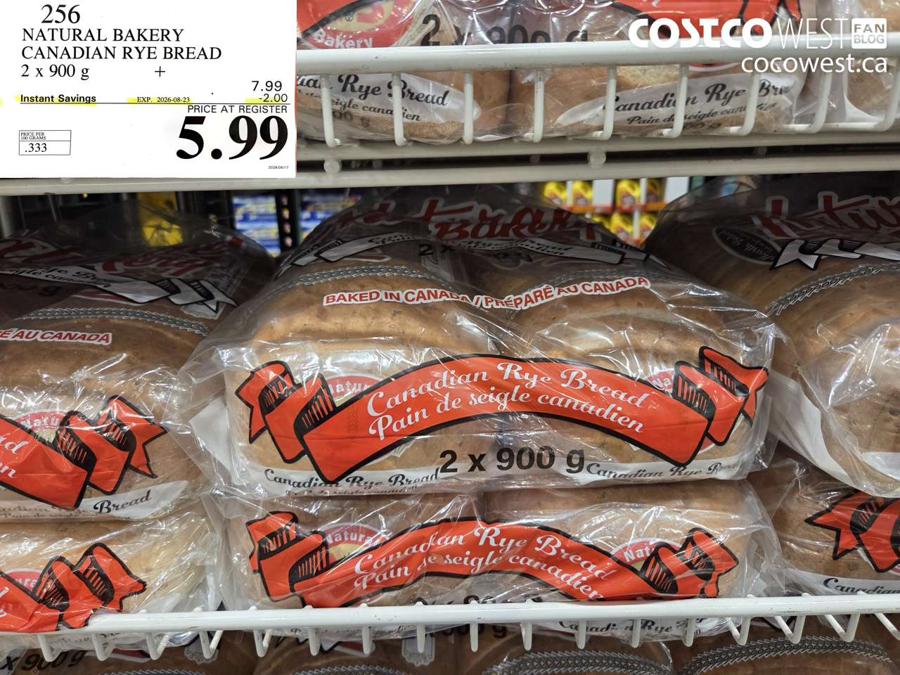 natural bakery canadian rye bread 2 x 900 g