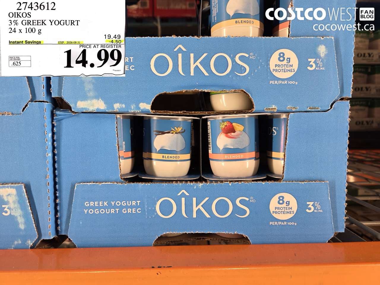 oikos 3 greek yogurt 24 x 100 g