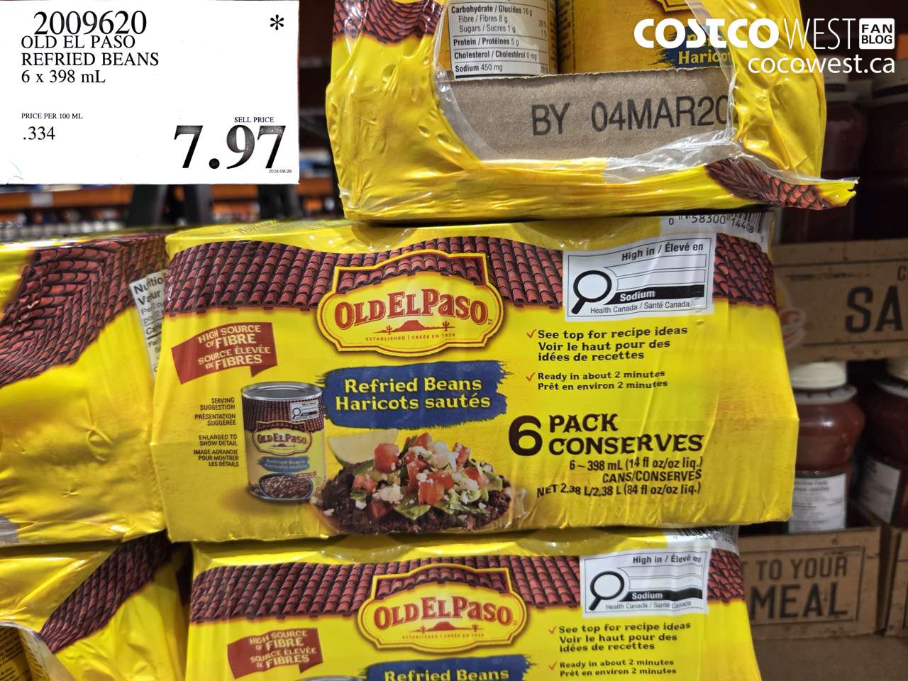 old el paso refried beans 6 x 398 ml