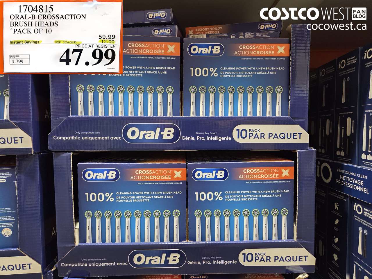 ORAL-B CROSSACTION BRUSH HEADS PACK OF 10
